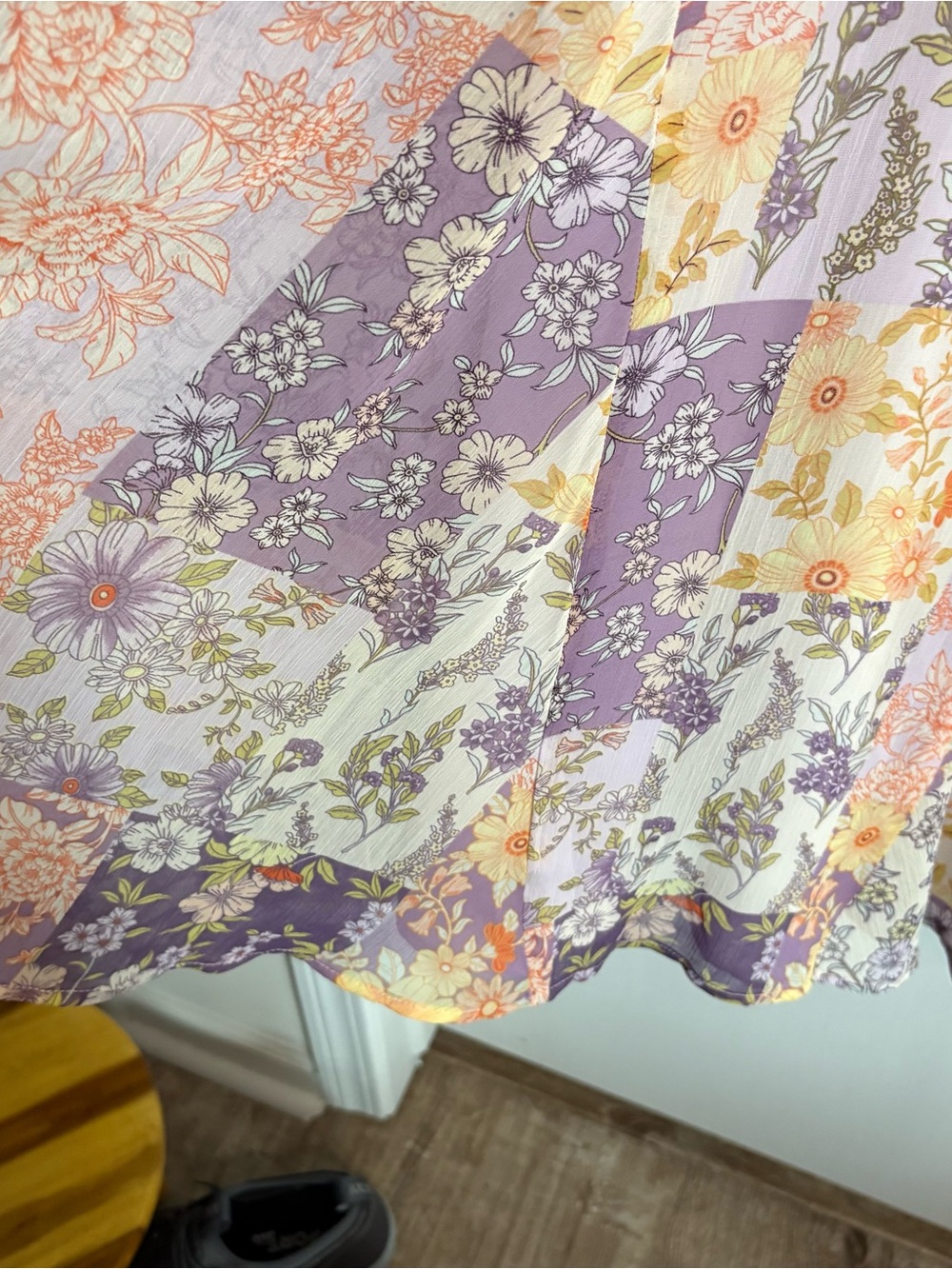NWT LOFT XLP Floral Patchwork Chiffon Dress & Slip Boho Cottagecore Fairycore - Picture 2 of 9